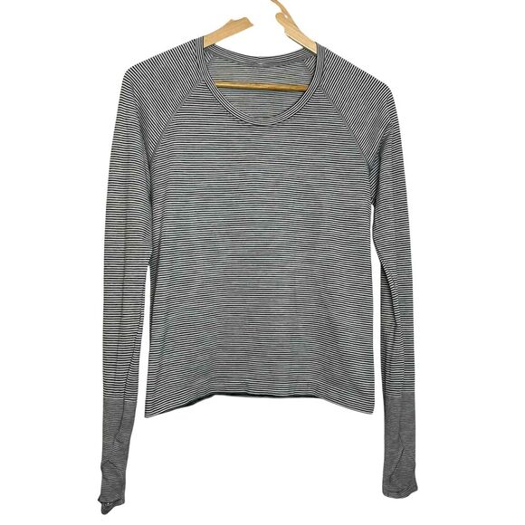 Lululemon Swiftly Tech Long Sleeve 2.0 *Race Length *Tempo Stripe White/Black - Picture 2 of 8